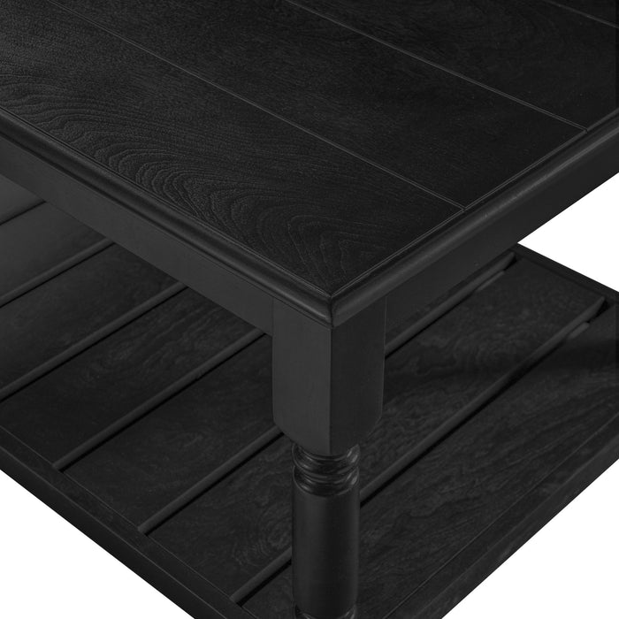 Coffee Table With Slatted Lower Shelf For Living Room