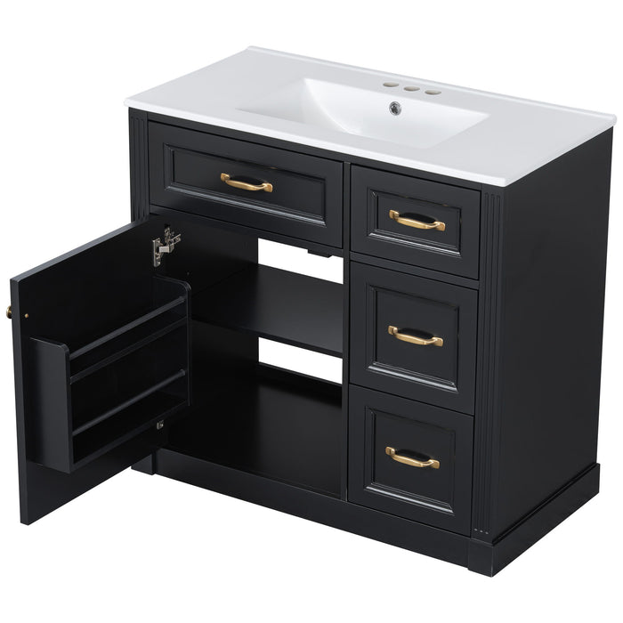 Modern Bathroom Vanity With Sink, 4 Drawers, Soft-Close Door, Adjustable Shelf