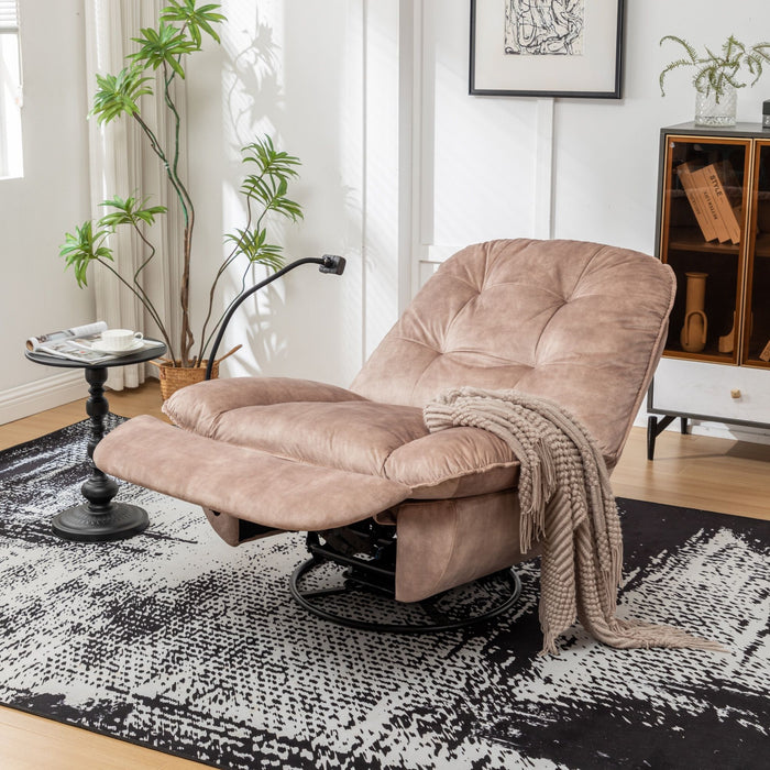 Modern Swivel Gliding Recliner Chair With Rocking Function And Phone Holder, Large Comfortable