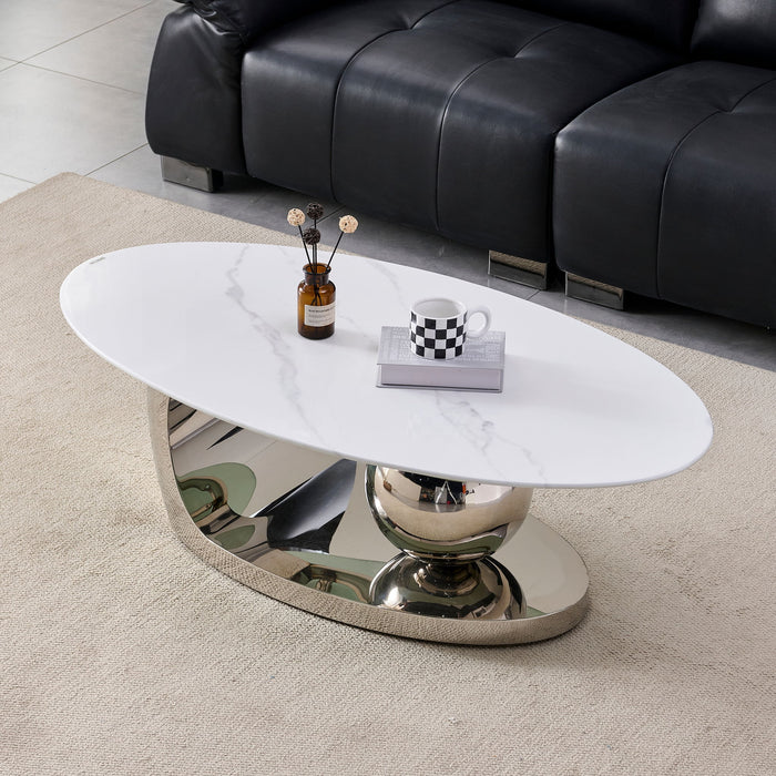 Oval Coffee Table With Geometric Precision