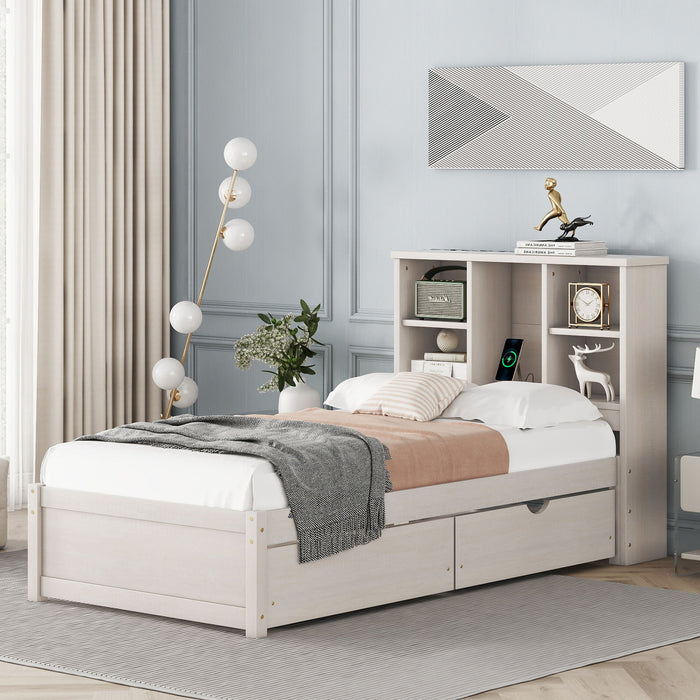Bed Frame With Built In USB Port And 2 Drawers