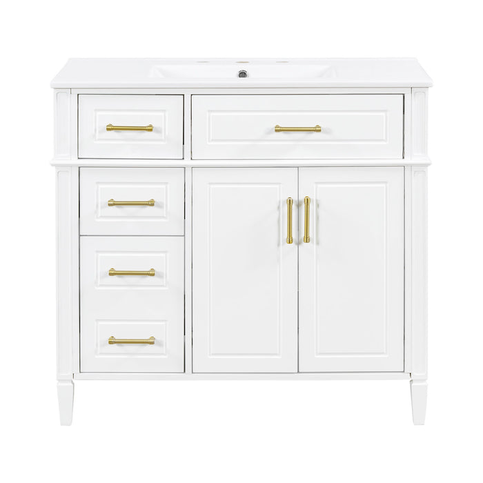 Bathroom Vanity With Sink, 4 Drawers, 2 Doors