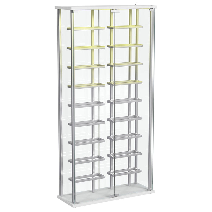 Wine Storage LED Curio Cabinet - Chrome