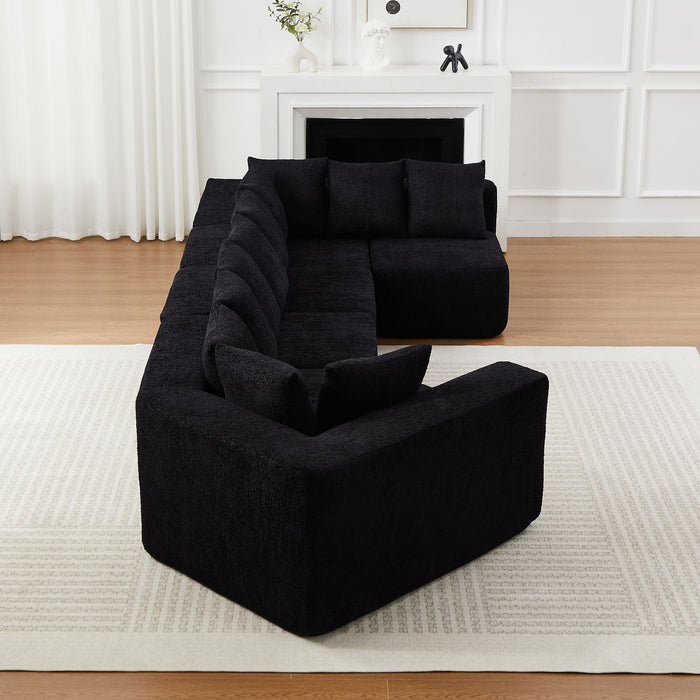 L - Shaped Modular Sofa With Deep Seat And 11 Pillows