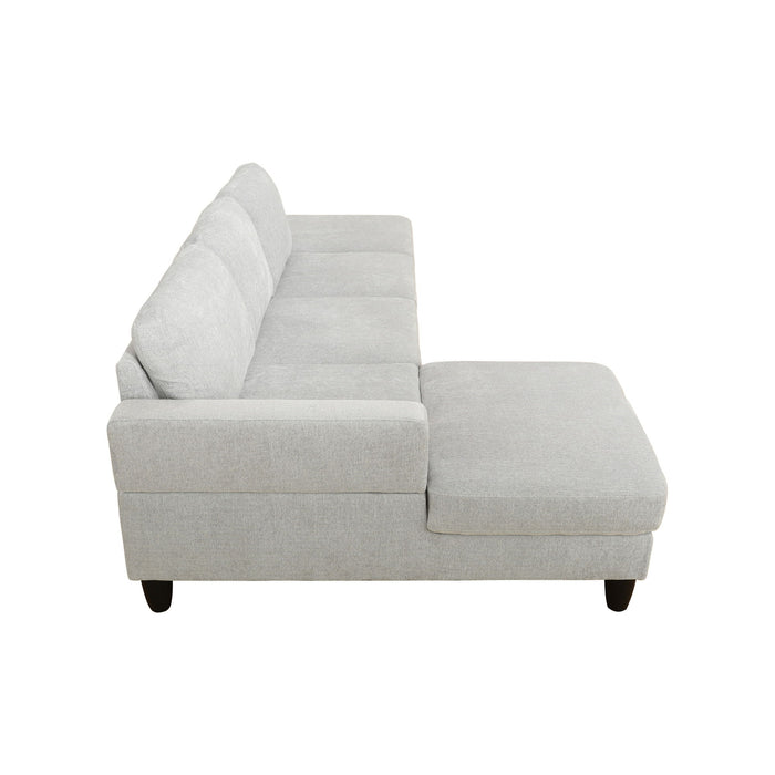 2 Piece L - Shaped Left Chaise Sectional Sofa With Ottoman, Living Room Furniture - White / Gray