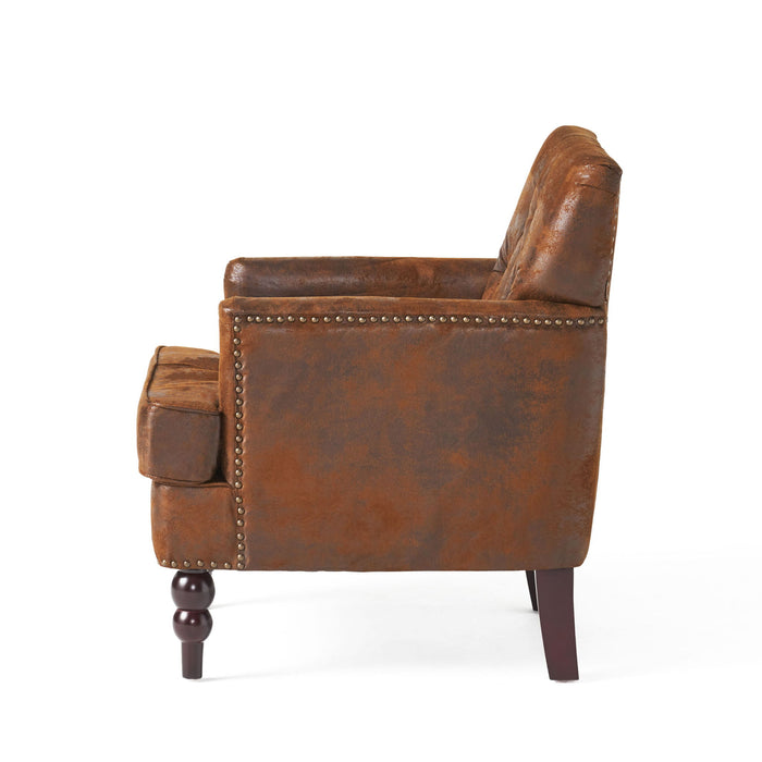Vitality - Club Chair With Button Tufted Diamond Stitching And Turned Legs