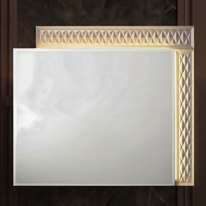 Stanley - LED Bedroom Mirror With Crocodile Texture Frame (Dresser Not Included) - Gray