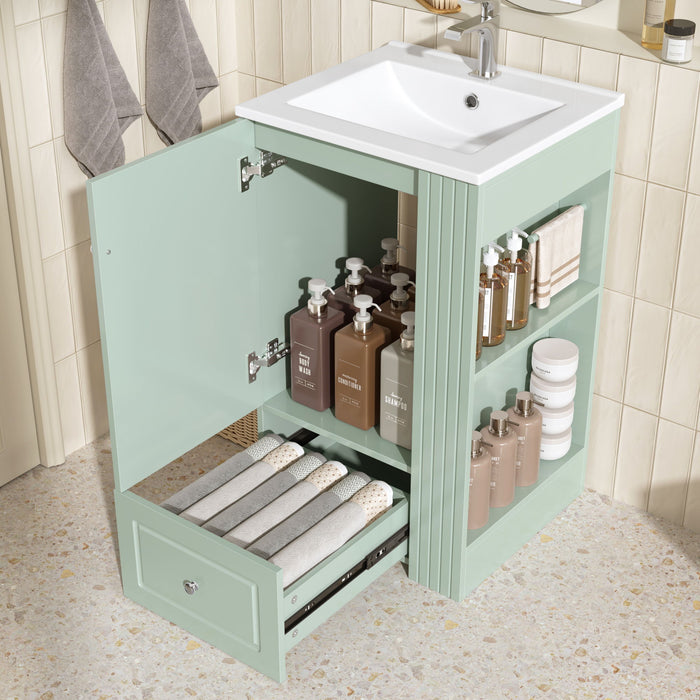 Modern Freestanding Bathroom Vanity With Sink, Soft-Close Drawer, Towel Bar