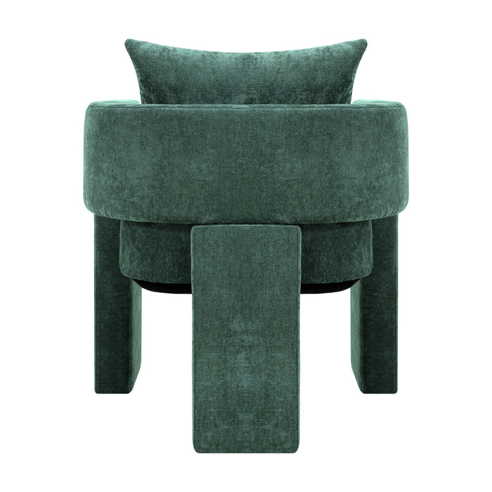 Modern 3 Leg Chenille Accent Chair With Ergonomic Arms & Removable Pillow