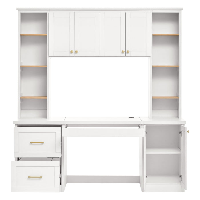 Computer Desk With Hutch, Workstation With Desk Grommet & Keyboard Tray