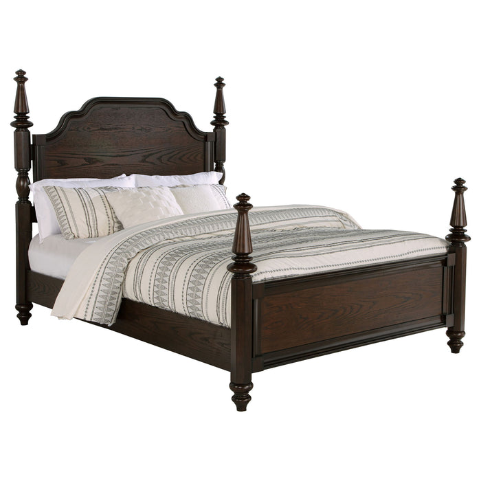 4 Poster California King Bed With Serpentine Headboard - Dark Oak