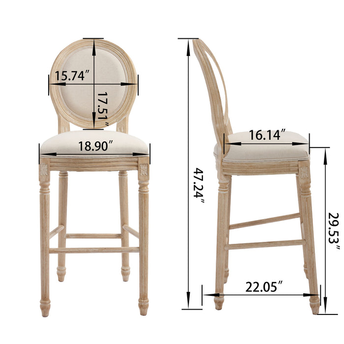 French Country Bar Chairs & Round Back (Set of 2)
