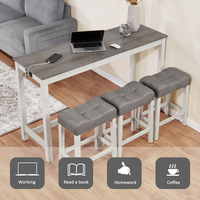4 Piece Bar Table Set With Power Outlet
