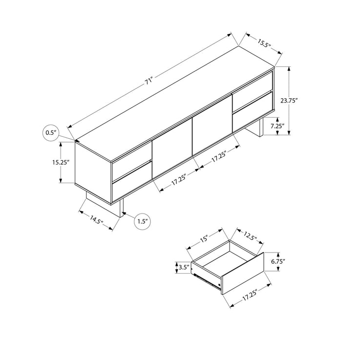 TV Stand With Storage Drawers And Cabinet - Brown