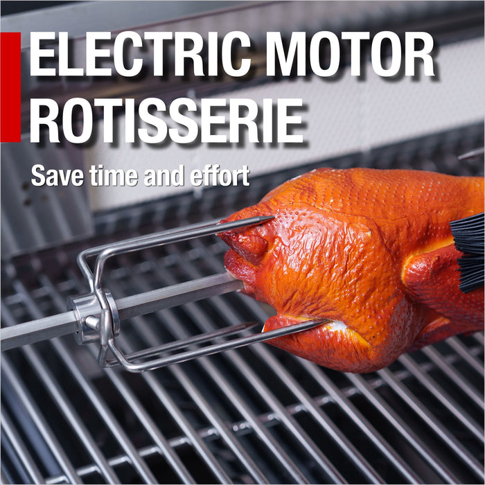 6 Burner 85, 000 Btu Deluxe Gas Outdoor Kitchen Island Grill With Wine Cooler Refrigerator, Rotisserie, Storage Cabinets & Drawers - Silver