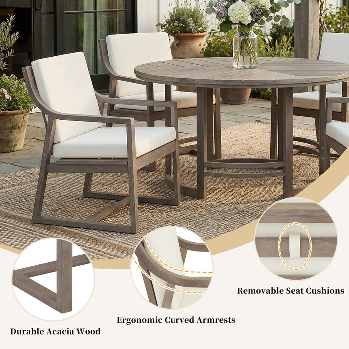 5 Piece Outdoor Dining Set, Patio Table And Chairs With Umbrella Hole