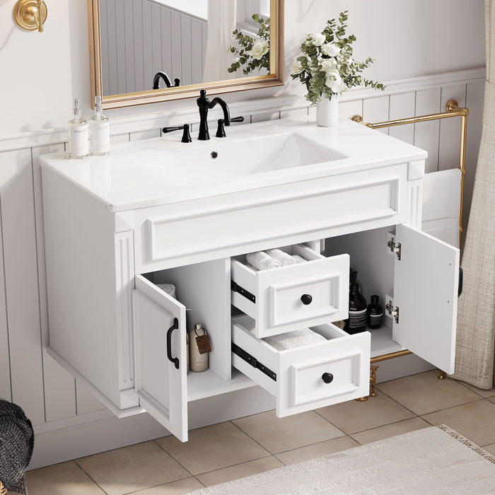 French Simple Style Wall Mounted Bathroom Cabinet With Sink