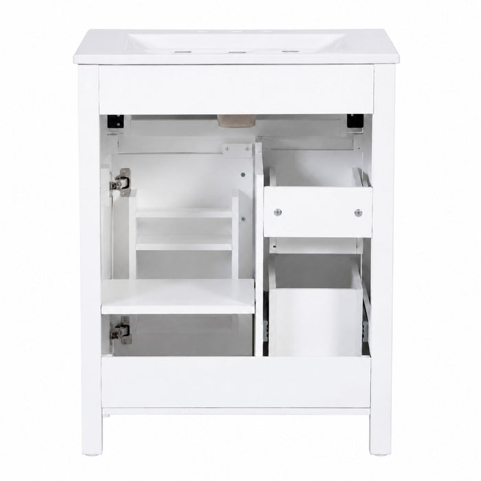 Modern Bathroom Vanity With Sink, Flip Drawer & 2 Drawers, Soft Close Hinges, Adjustable Shelf