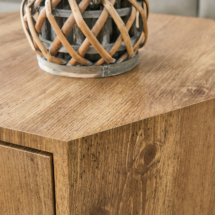 Hexagonal Coffee Table With Drawers - Wood