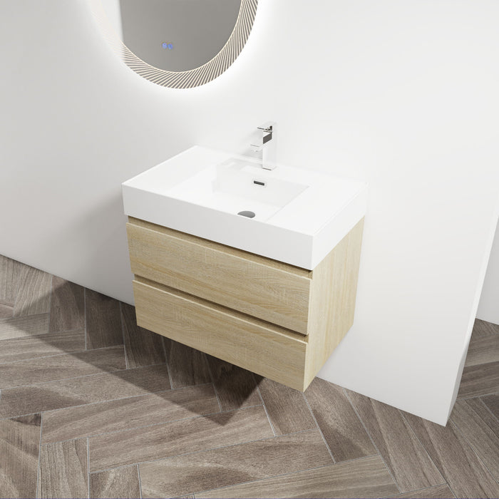 Wall Mounted Bathroom Vanity And Sink, 2 Soft Close Drawers