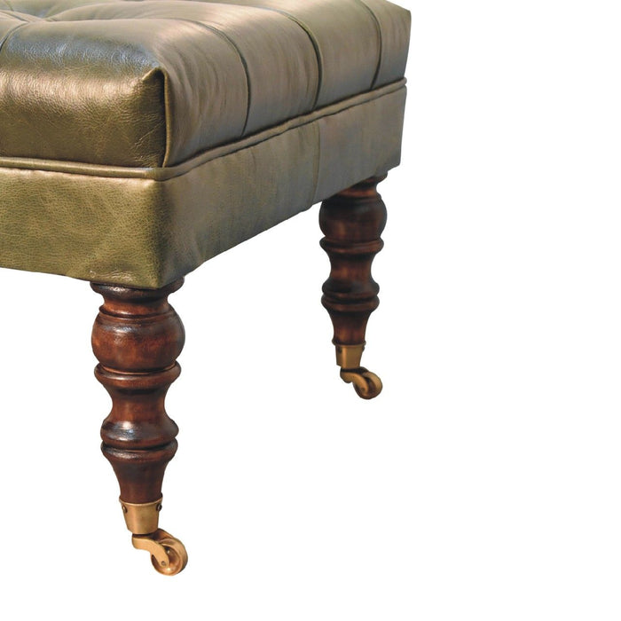 Buffalo - Leather Ottoman With Castor Legs