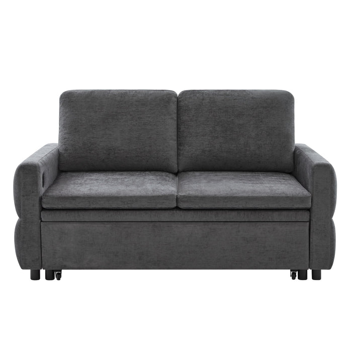 Convertible Sofa Bed Loveseat With Adjustable Backrest And USB Ports