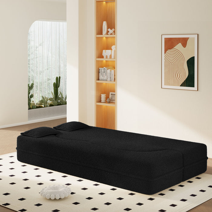 Modern Floor Sofa With 2 Pillows, Twin Size For Living Room