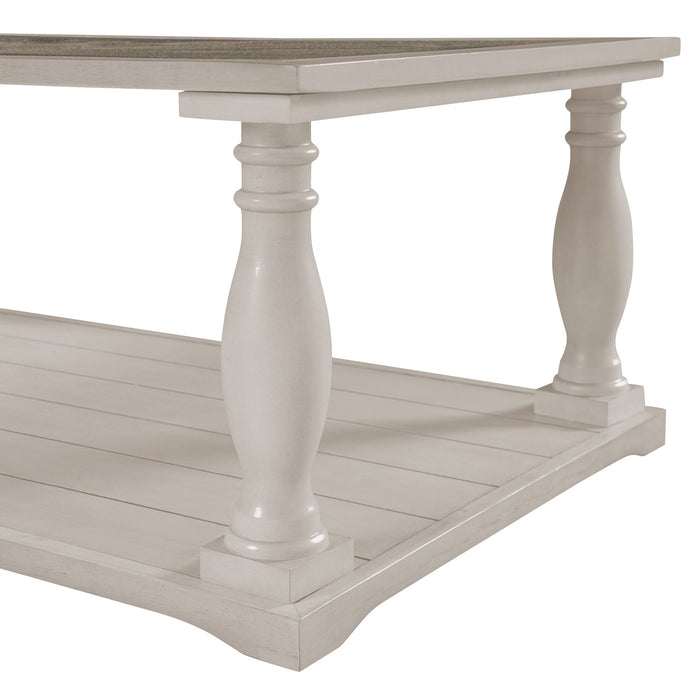 Farmhouse Rectangular Coffee Table With 2 Tiers