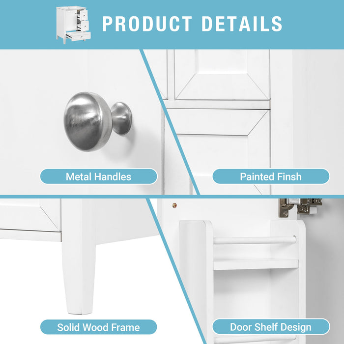 Modern Bathroom Vanity With Sink, Freestanding Cabinet With Drawers And Shelves