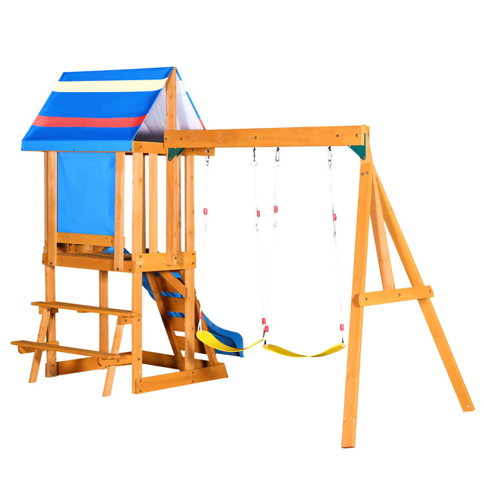Children's Playset 3 In 1 With Slide, Swings, And Climber
