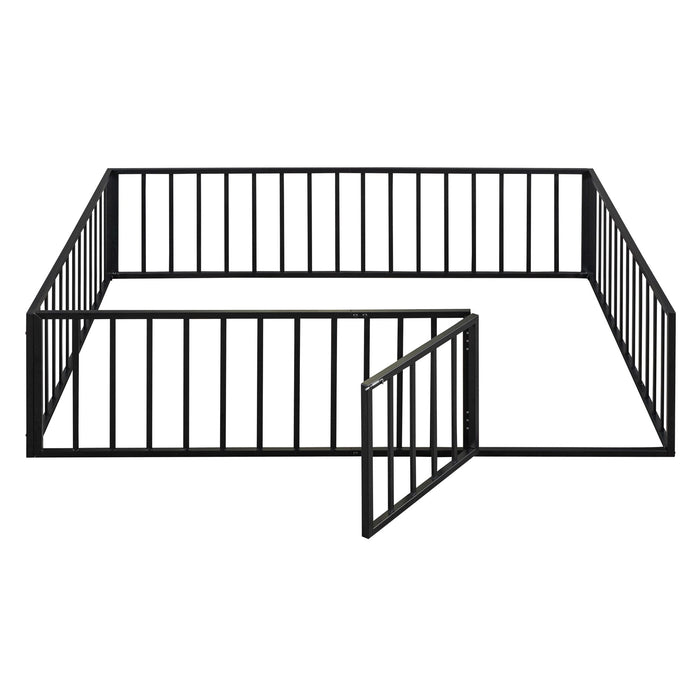 Metal Floor Bed Frame With Fence And Door