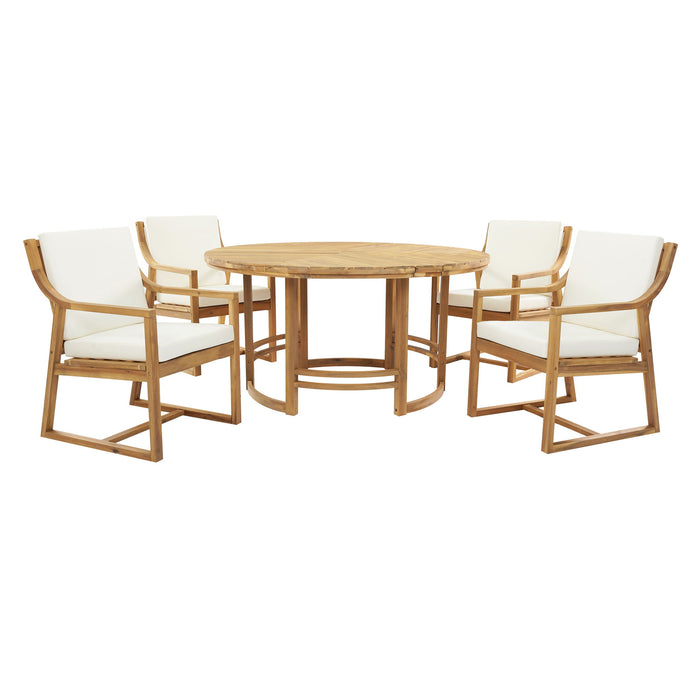 5 Piece Outdoor Dining Set, Patio Table And Chairs With Umbrella Hole