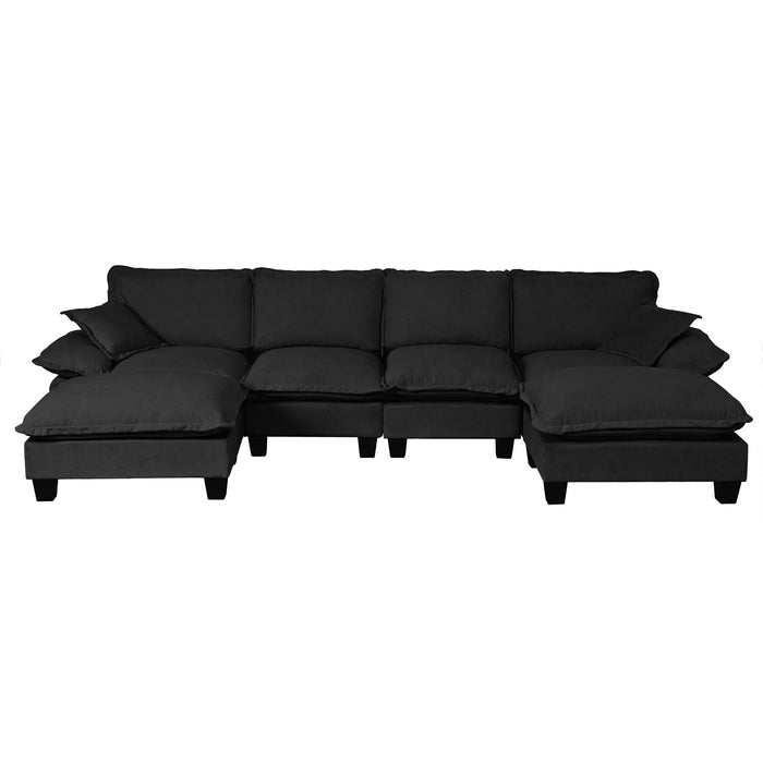 Modular Sectional Sofa With Movable Ottoman & Pillows
