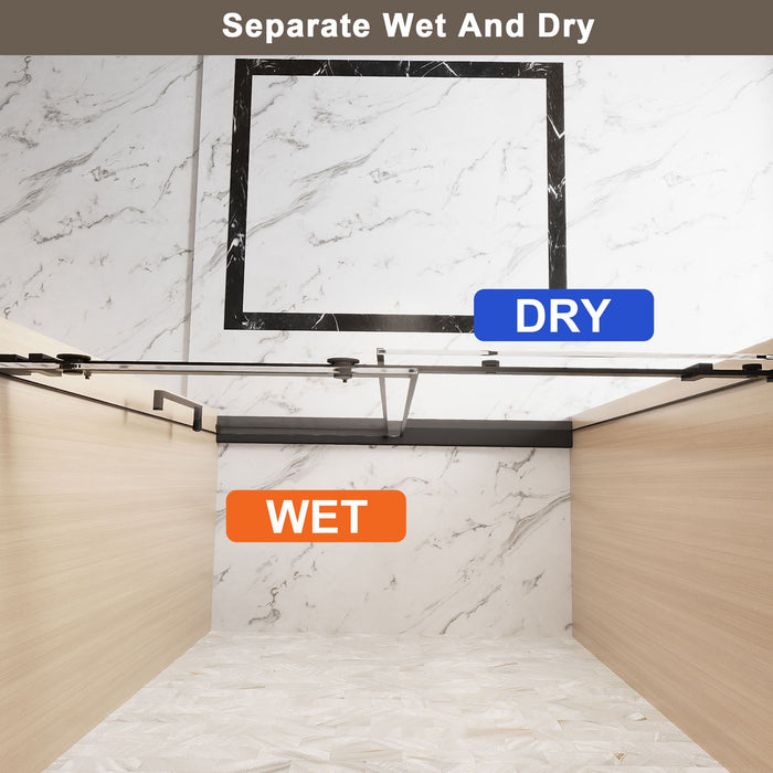 Frameless Single Sliding Shower Door, Square Tube Track