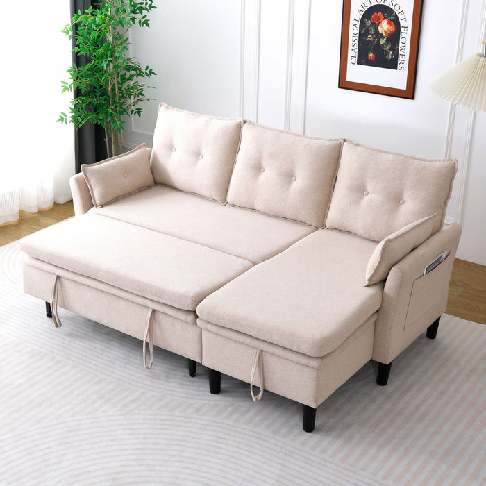 L-Shaped Reversible Chaise Sectional Sofa With Storage