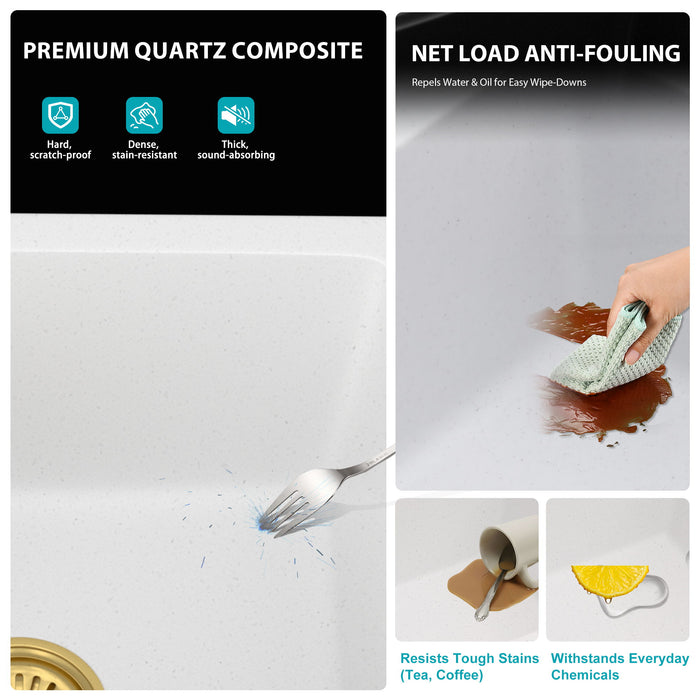 Quartz Composite Undermount Single Bowl Kitchen Sink