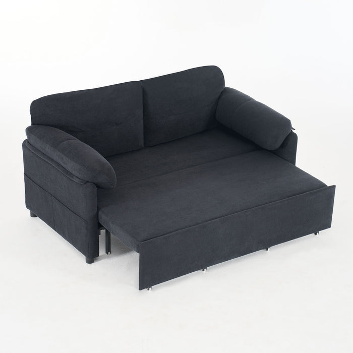 Convertible Pull Out Sofa Bed Queen Size, 3 In 1 With Side Storage