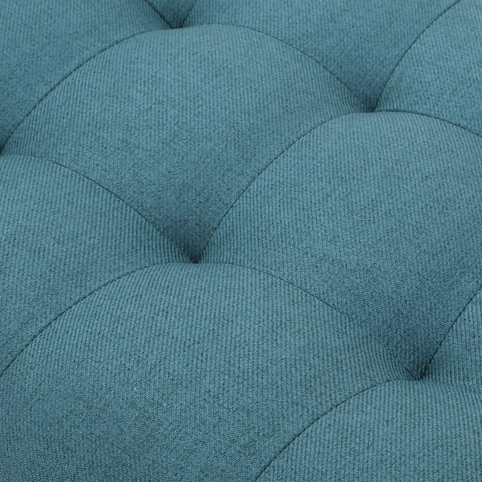 Modern Fabric Bench With Padded Seat And Wide U Shape Design - Teal