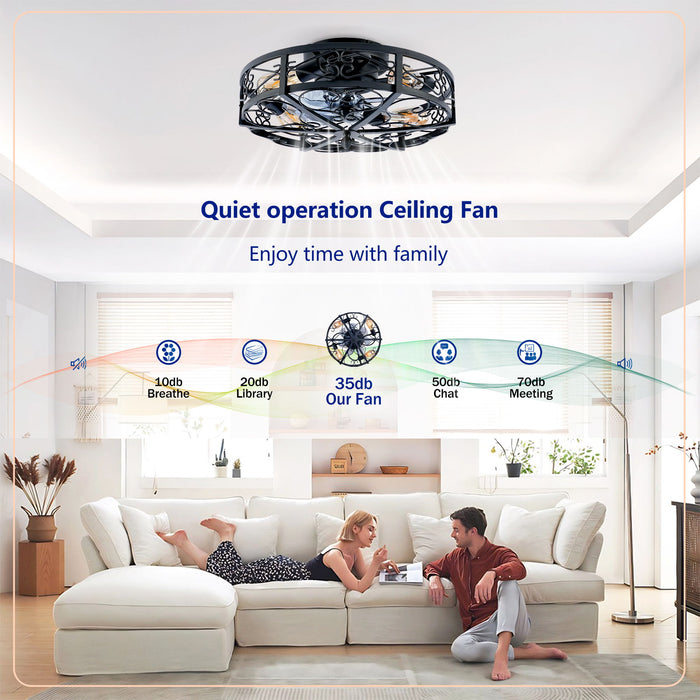 Mounting Type Ceiling Fan, Reversible Motor, DC Remote Control, 6 Speed Ceiling Fan - Matte Black