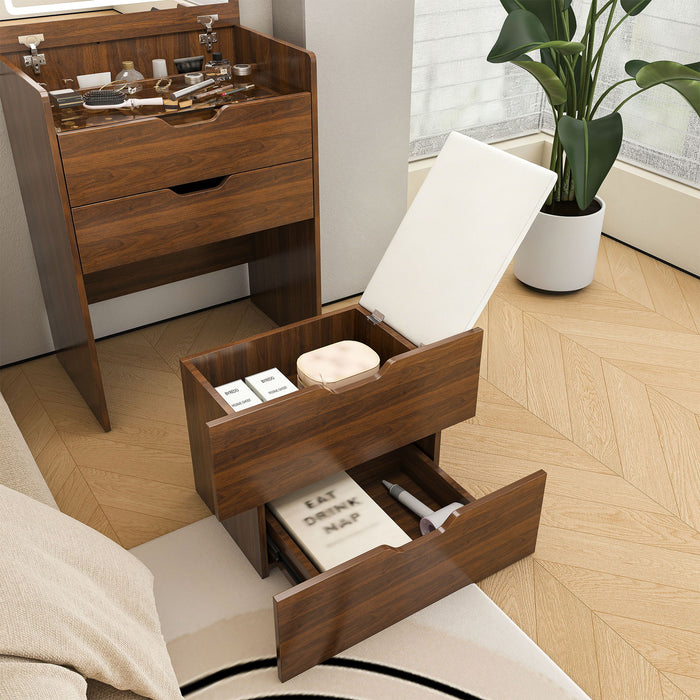 Vanity Desk With Lighted Mirror & Stool