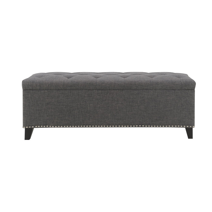 Button-Tufted Storage Ottoman With Safety Close Hinge