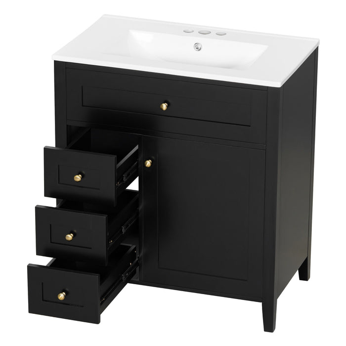 Bathroom Vanity With Sink, 3 Drawers And Adjustable Shelf, Freestanding Storage Unit