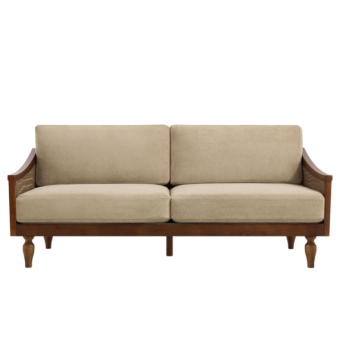 3 Seater Sofa With Rattan Armrests