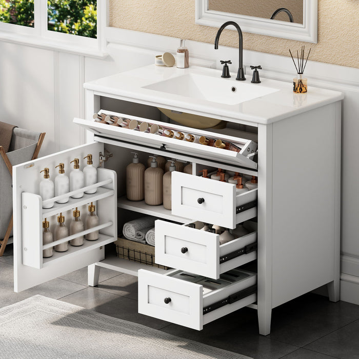 Bathroom Vanity With Sink, Cabinet With 3 Drawers And Adjustable Shelf