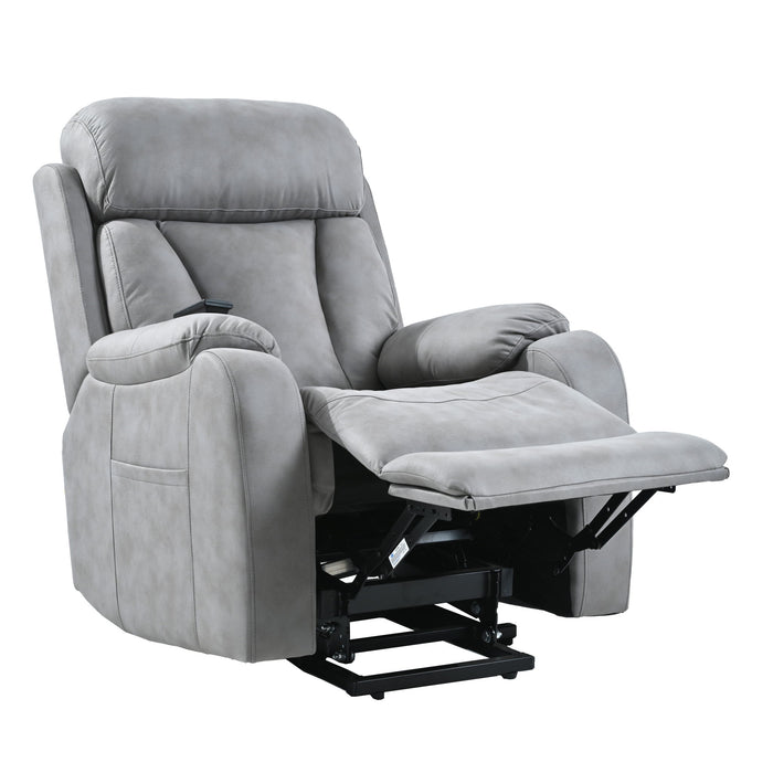 Electric Power Lift Recliner Chair, Fabric Recliner Chair, Home Theater Seating, Living Room Chair, Side Pocket, Remote Control - Light Gray