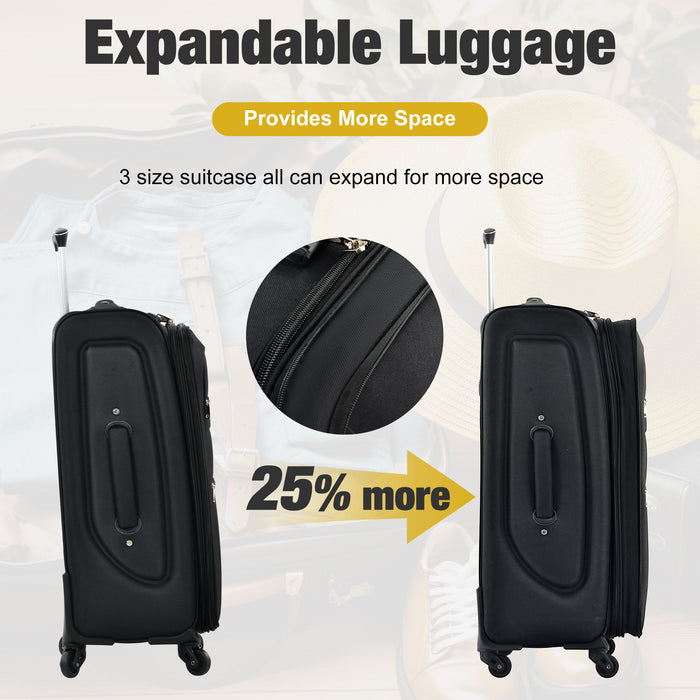 Softside Luggage Expandable Set With Duffel Bag Upright Spinner