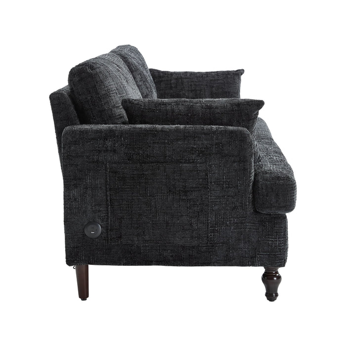 Chenille 2 Seater Sofa With LED Light, USB Charging Port, And Storage Bag