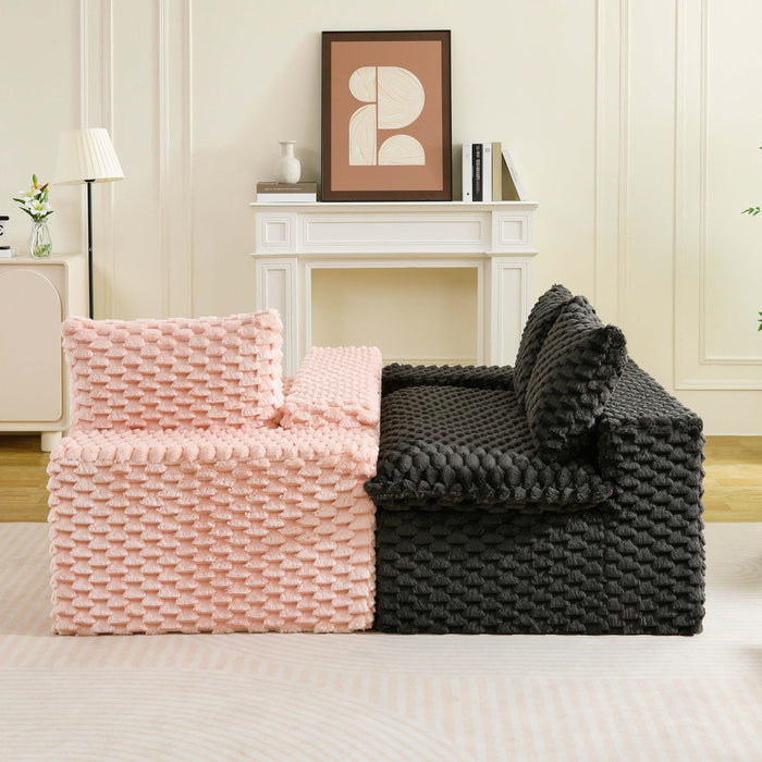 Multifunctional Sofa Pink Black, Fits 4 People