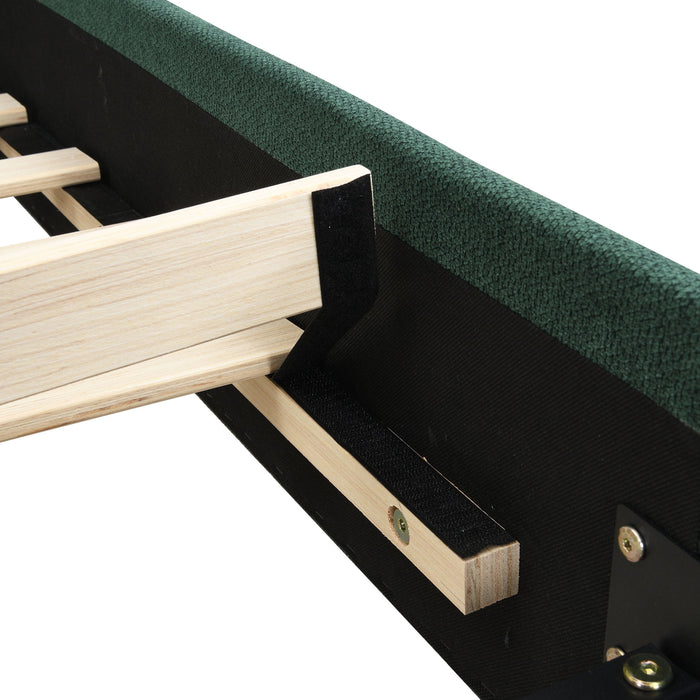 Upholstered Platform Bed Frame With Curved Headboard