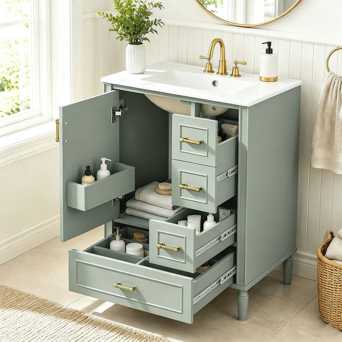 Modern Bathroom Vanity With Sink, Soft Close Doors, 3 Drawers